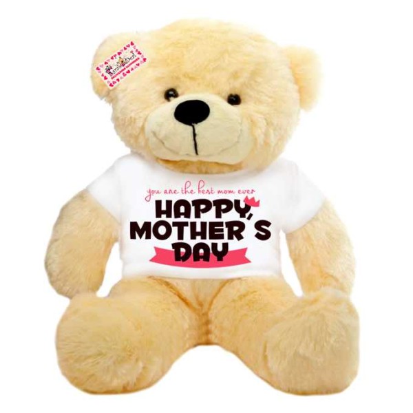 2 feet big peach teddy bear wearing You are the best mom ever Happy Mothers Day T-shirt